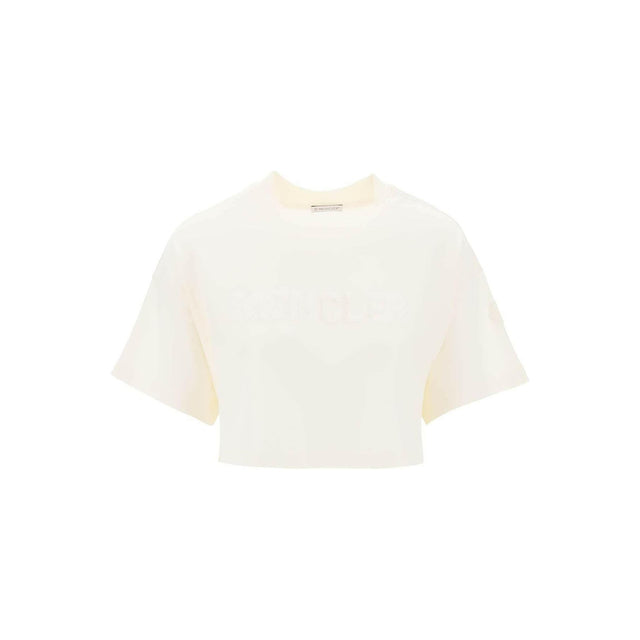 White Sequin Logo Cotton Jersey T-Shirt MONCLER JOHN JULIA.