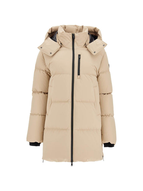 Beige Medium Chelia Quilted Jacket with front zipper and side pockets for winter warmth