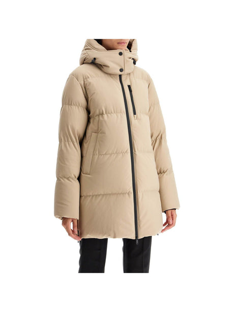 Beige Medium Chelia Quilted Jacket with hood and zipper closure for winter warmth