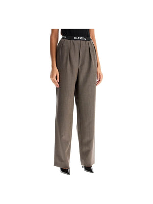 Elastic Waistband Wool Pants-Moschino-JOHN JULIA