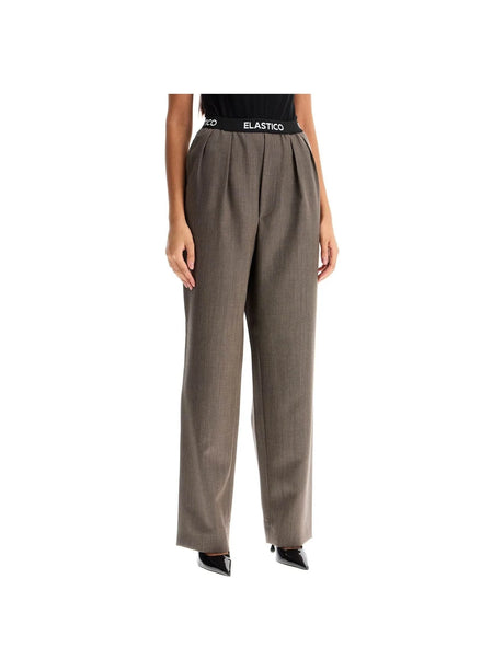 Elastic Waistband Wool Pants-Moschino-JOHN JULIA