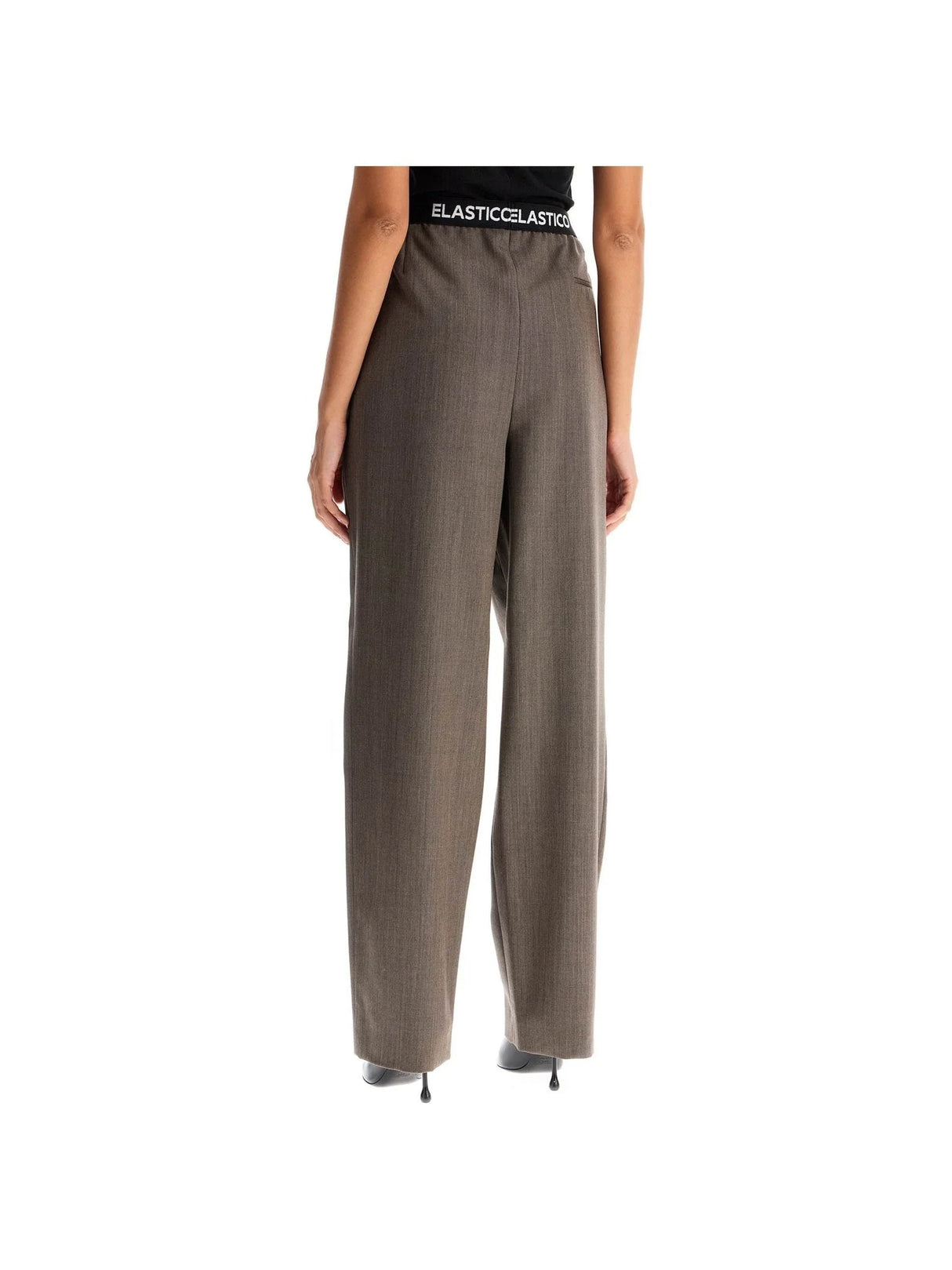 Elastic Waistband Wool Pants-Moschino-JOHN JULIA