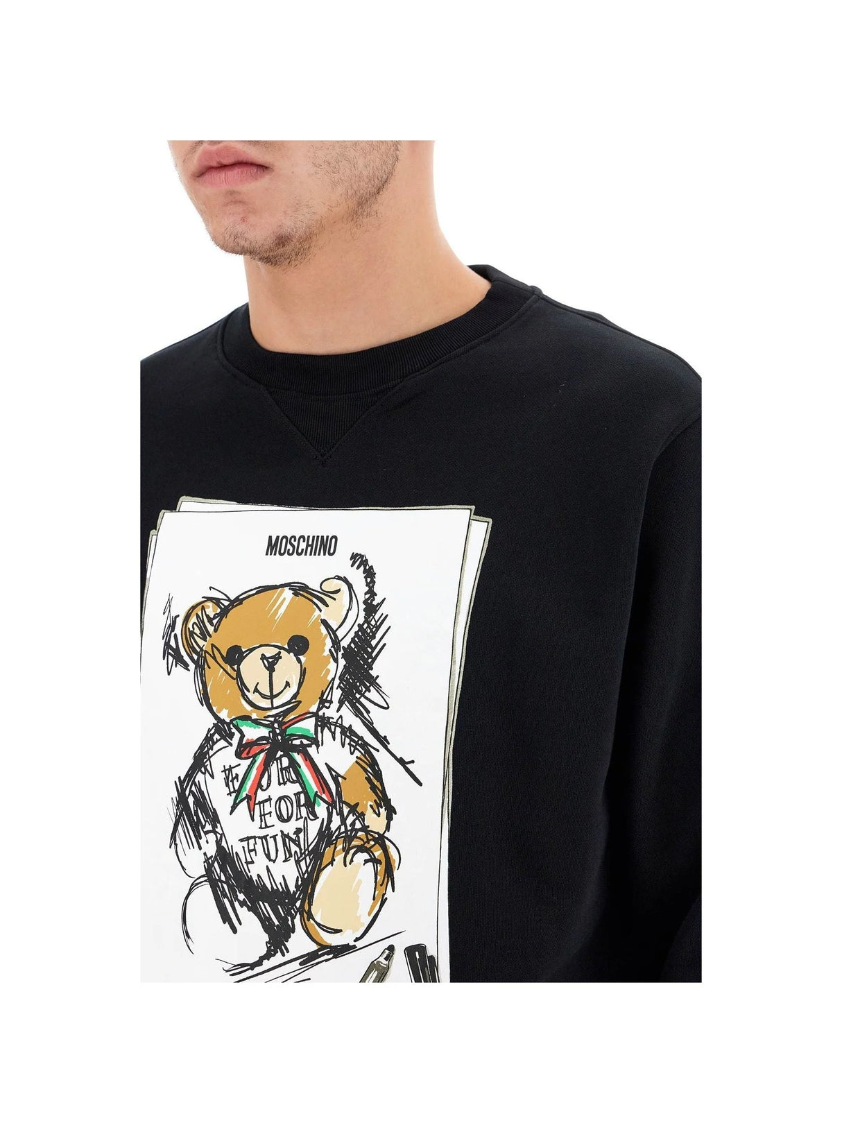 Hand-Drawn Teddy Bear Sweatshirt-Moschino-JOHN JULIA