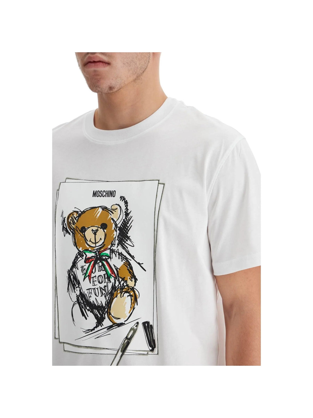 Hand-Drawn Teddy Bear T-Shirt-Moschino-JOHN JULIA