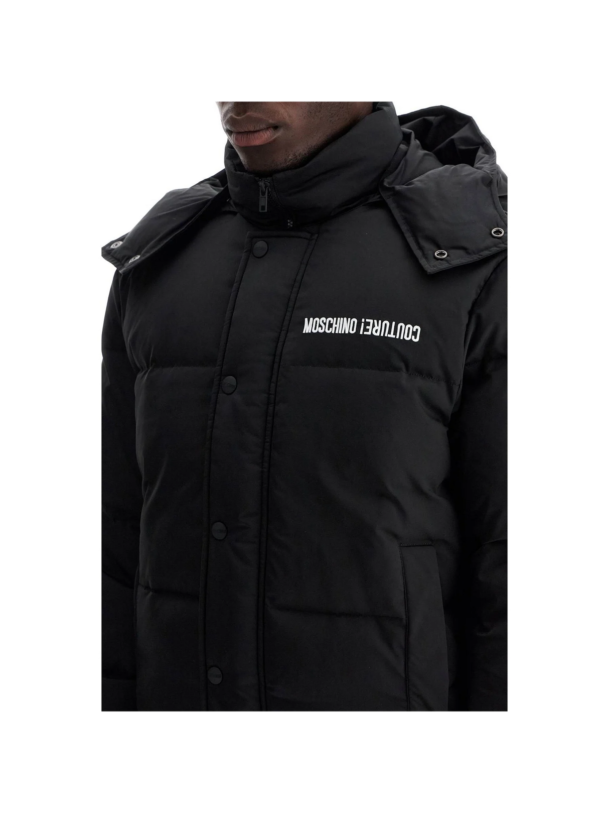 MOSCHINO-High Neck Down Jacket With Hood -JOHN JULIA.