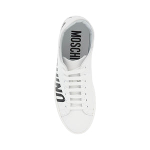 MOSCHINO-Leather Sneakers With Logo Print -JOHN JULIA.