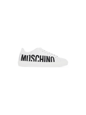 MOSCHINO-Leather Sneakers With Logo Print -JOHN JULIA.