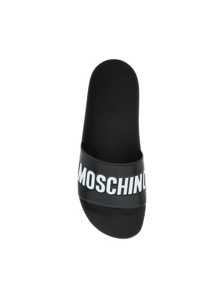 MOSCHINO-Rubber Slides With Logo Branding -JOHN JULIA.