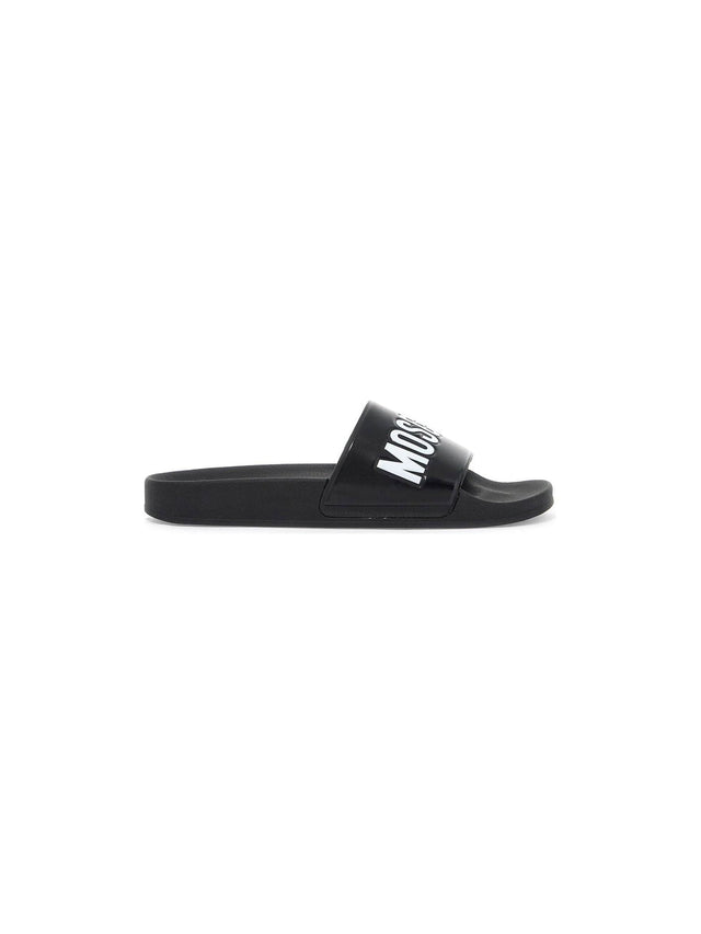 MOSCHINO-Rubber Slides With Logo Branding -JOHN JULIA.