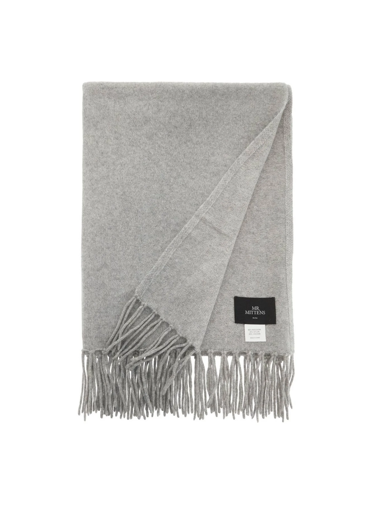 Olivia Raccoon Fringed Throw Blanket-Mr Mittens-JOHN JULIA