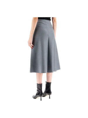 Flared Knit Wool Skirt-MRZ-JOHN JULIA