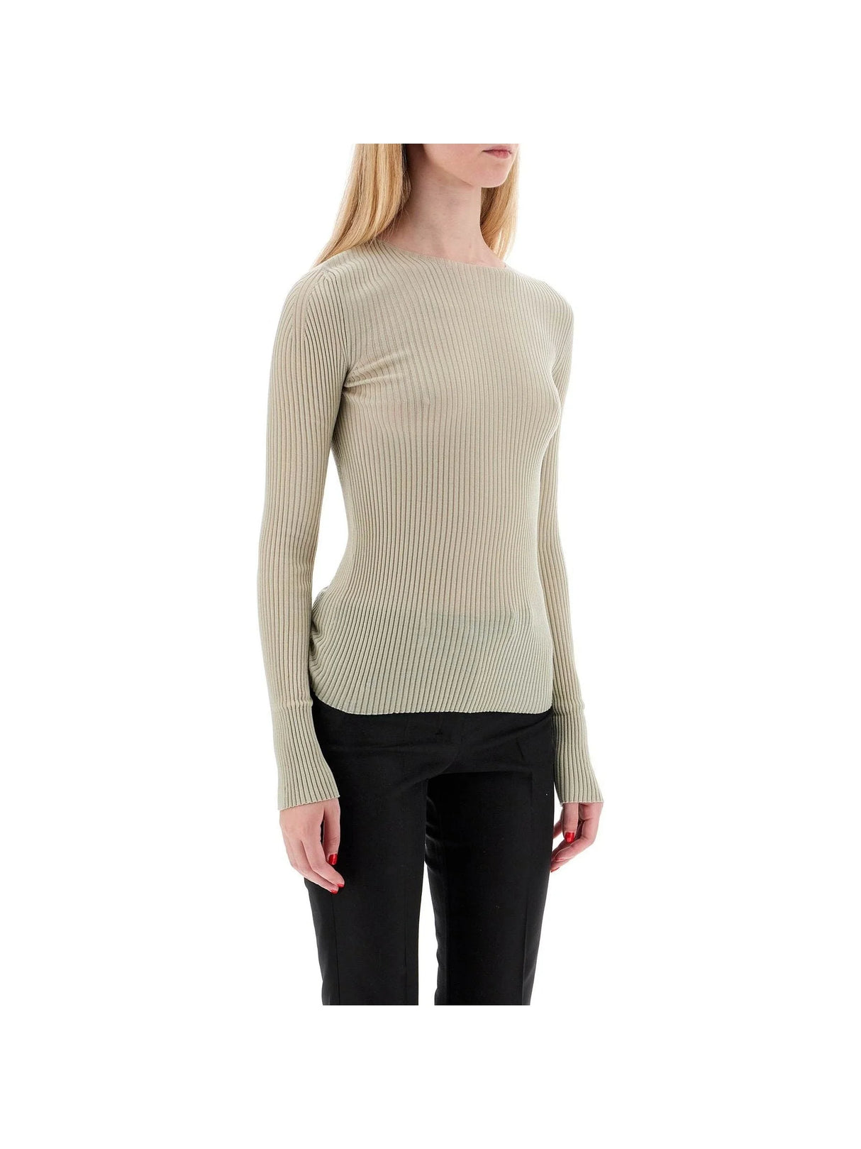 Ribbed Wool High Neck Sweater-MRZ-JOHN JULIA