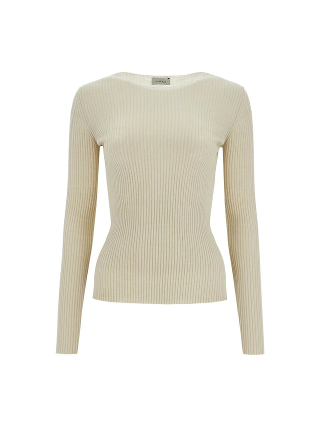 Ribbed Wool High Neck Sweater-MRZ-JOHN JULIA