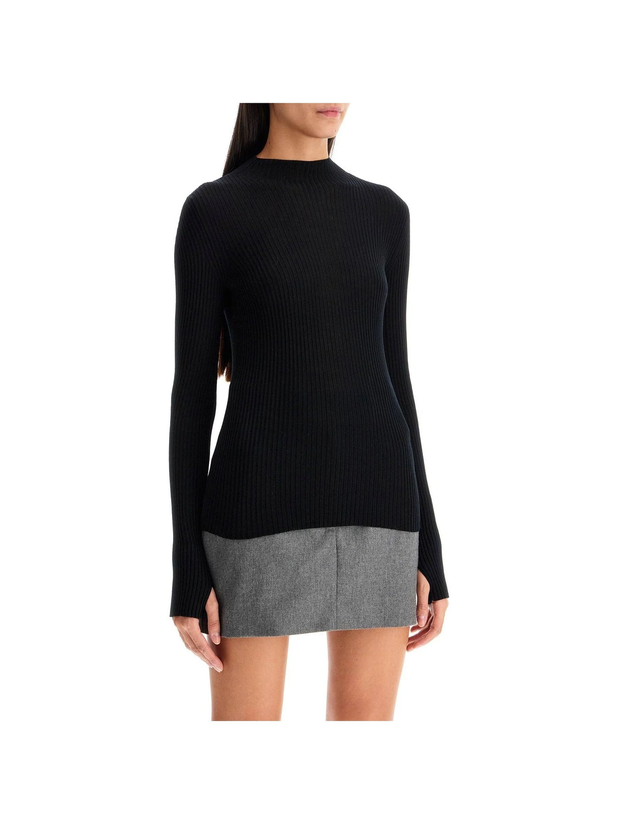 Ribbed Wool High Neck Top-MRZ-JOHN JULIA