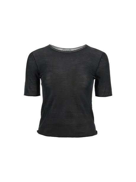 Short-sleeved Wool Knit Top-MRZ-JOHN JULIA