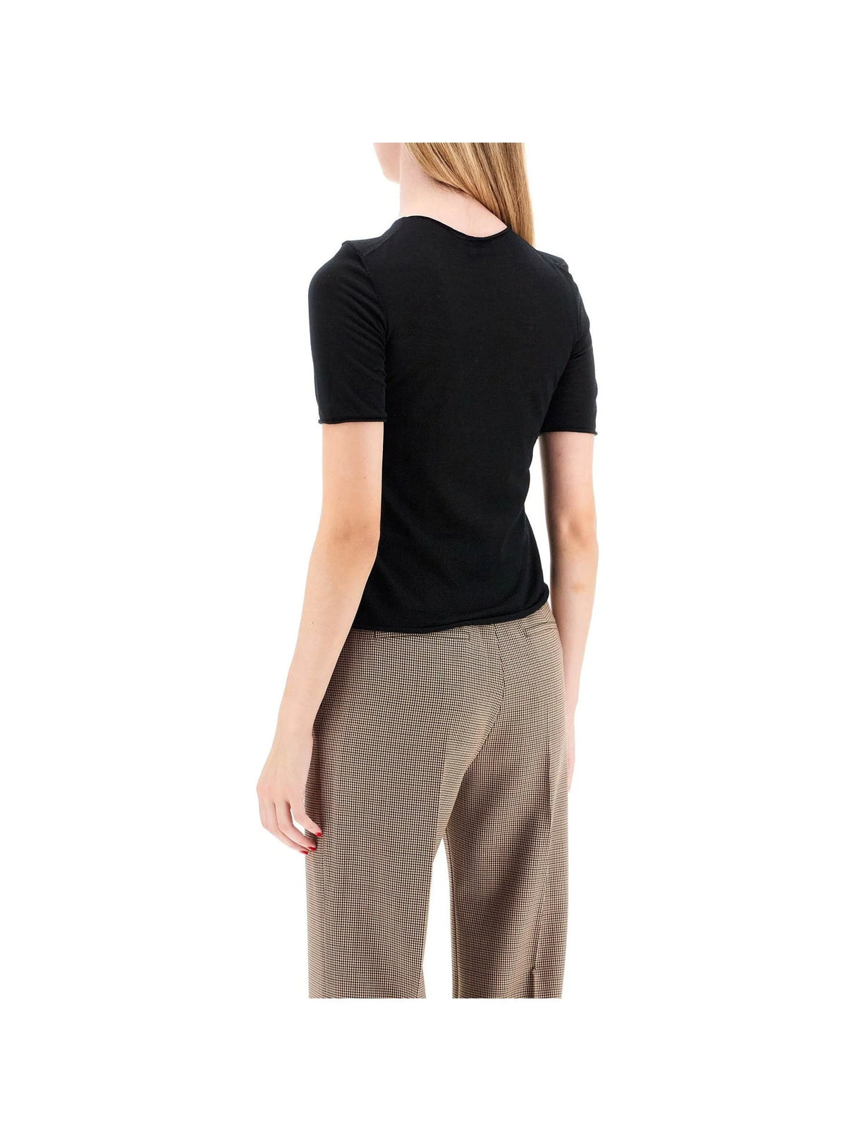 Short-sleeved Wool Knit Top-MRZ-JOHN JULIA