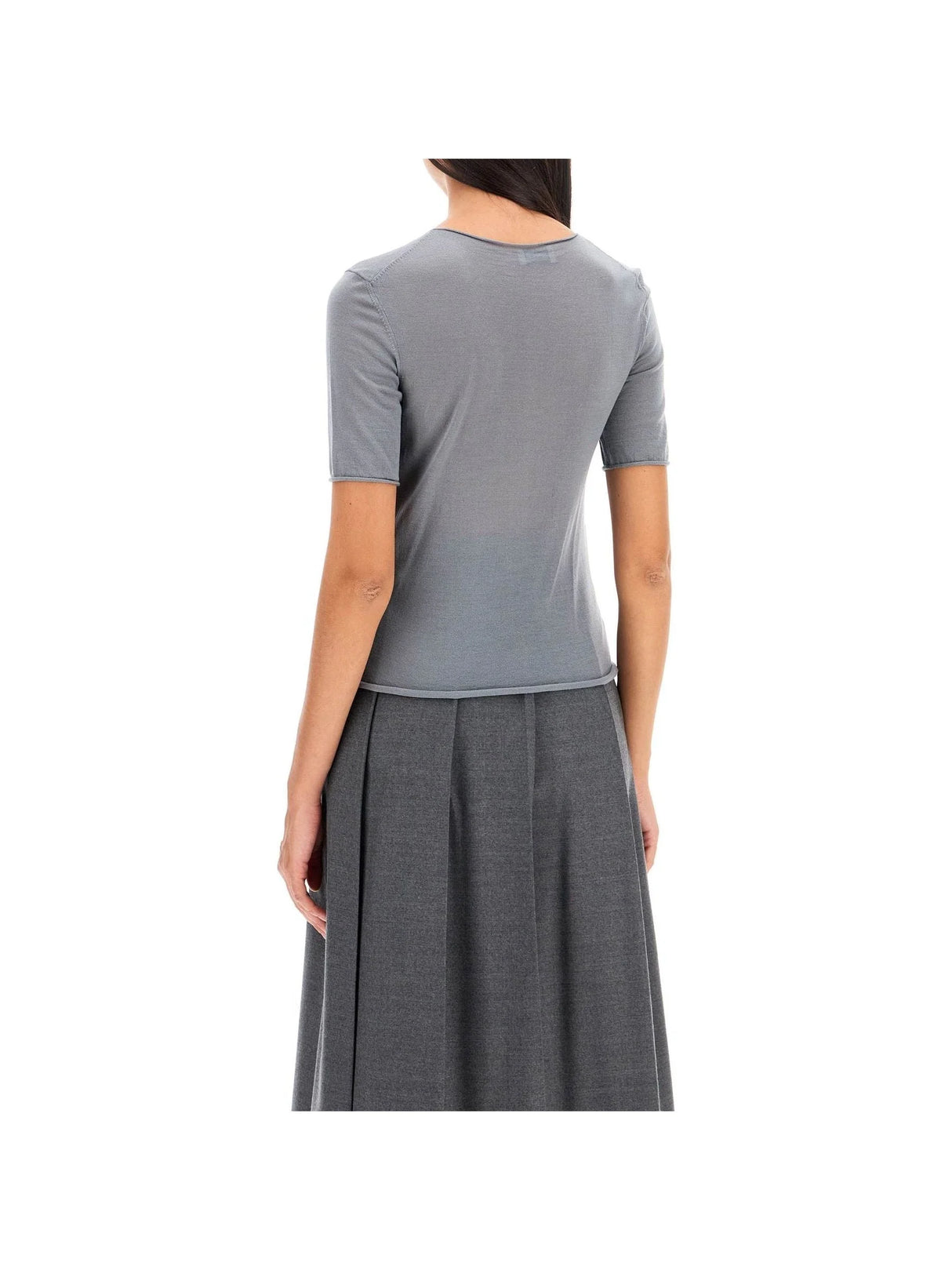 Short-Sleeved Wool Knit Top-MRZ-JOHN JULIA