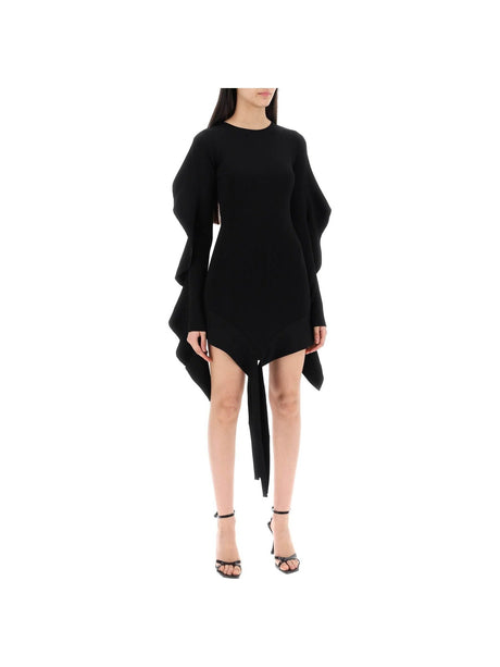 Asymmetric Ruffle Knit Mini Dress