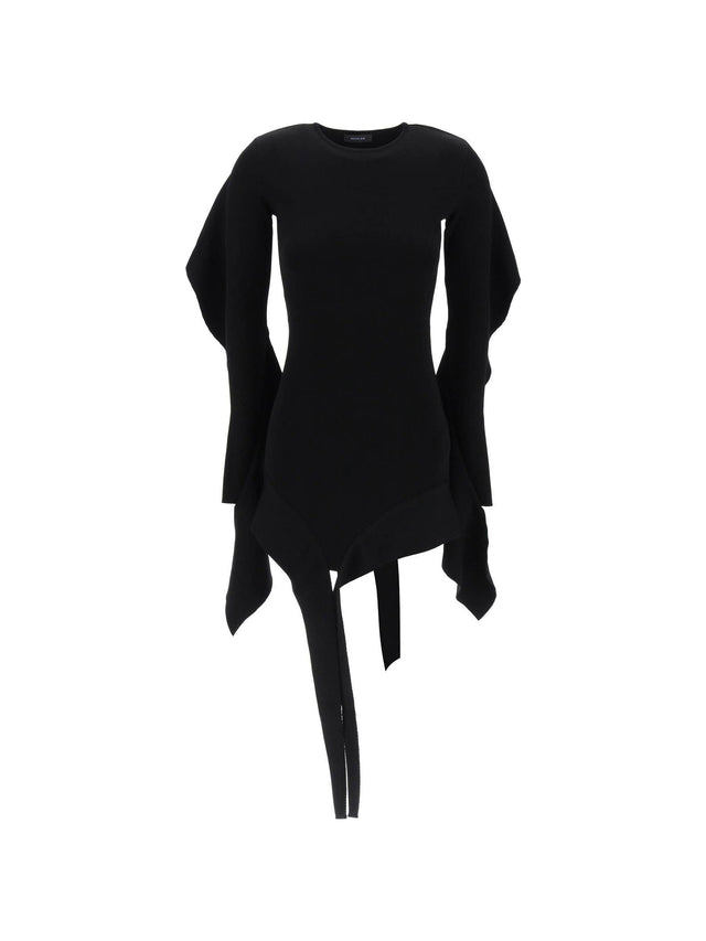 Asymmetric Ruffle Knit Mini Dress - XXXS - Women > Clothing > Dresses > Mini