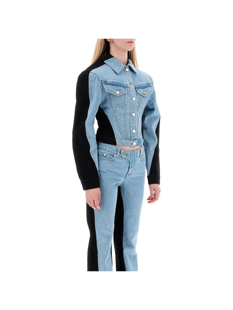 Denim Contrast Jacket-Mugler-JOHN JULIA