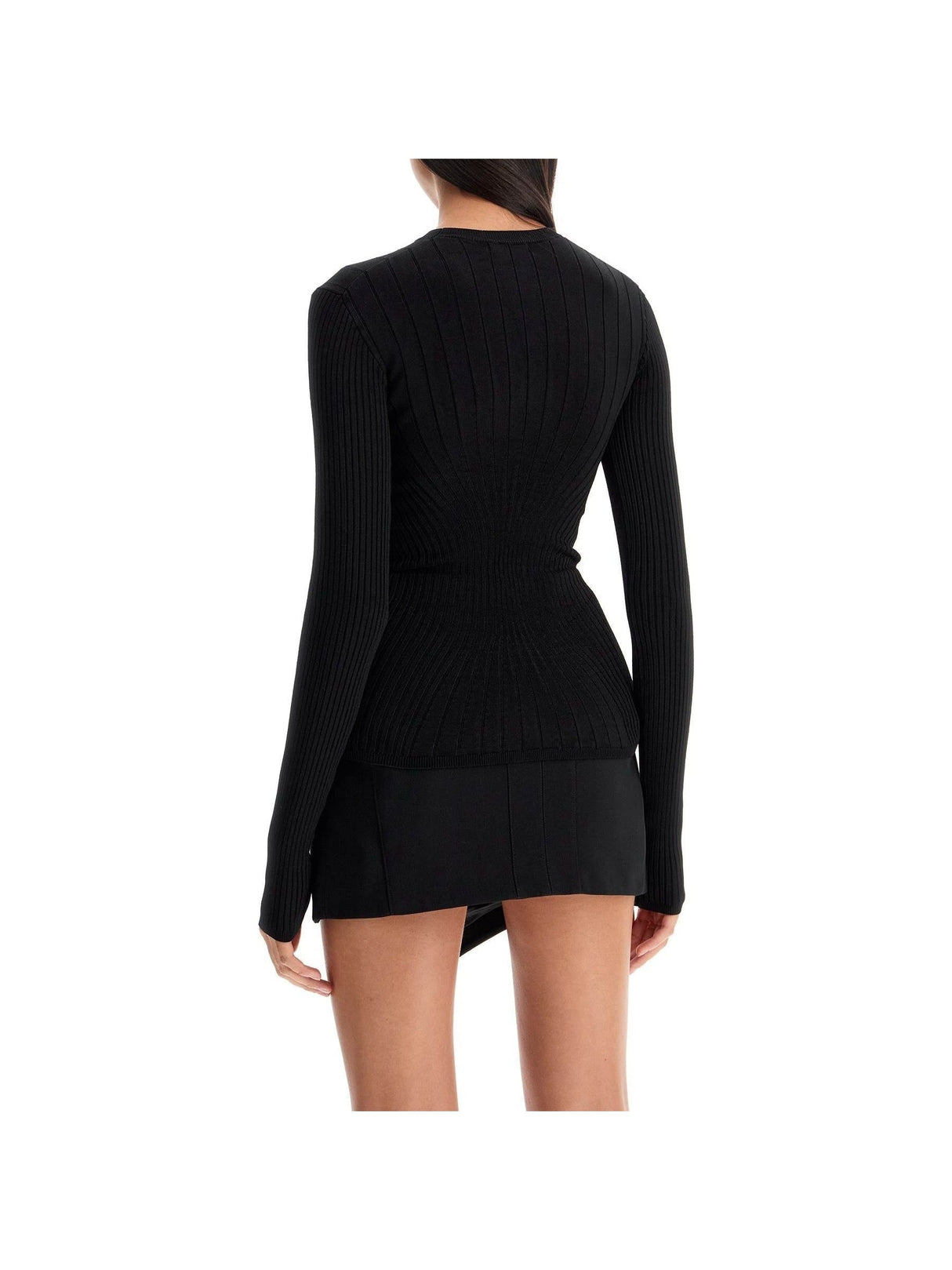 Ribbed Knit Top With Long Sleeves