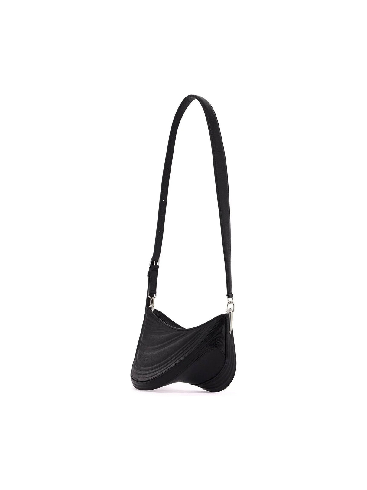 MUGLER-Spiral Curve Leather Shoulder Bag-JOHN JULIA