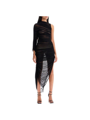 Stretch Mesh Asymmetric Dress - Women > Clothing > Dresses > Midi