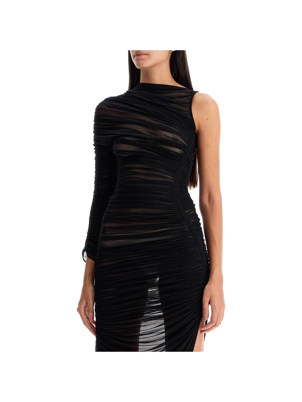 Stretch Mesh Asymmetric Dress - Women > Clothing > Dresses > Midi