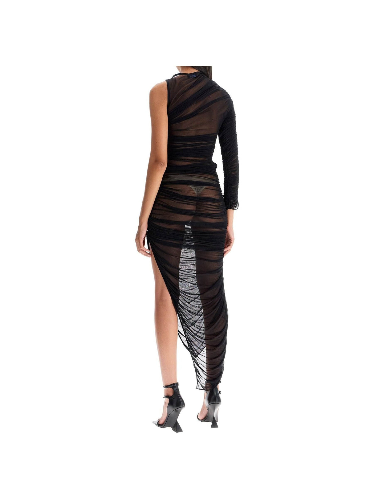 Stretch Mesh Asymmetric Dress - Women > Clothing > Dresses > Midi