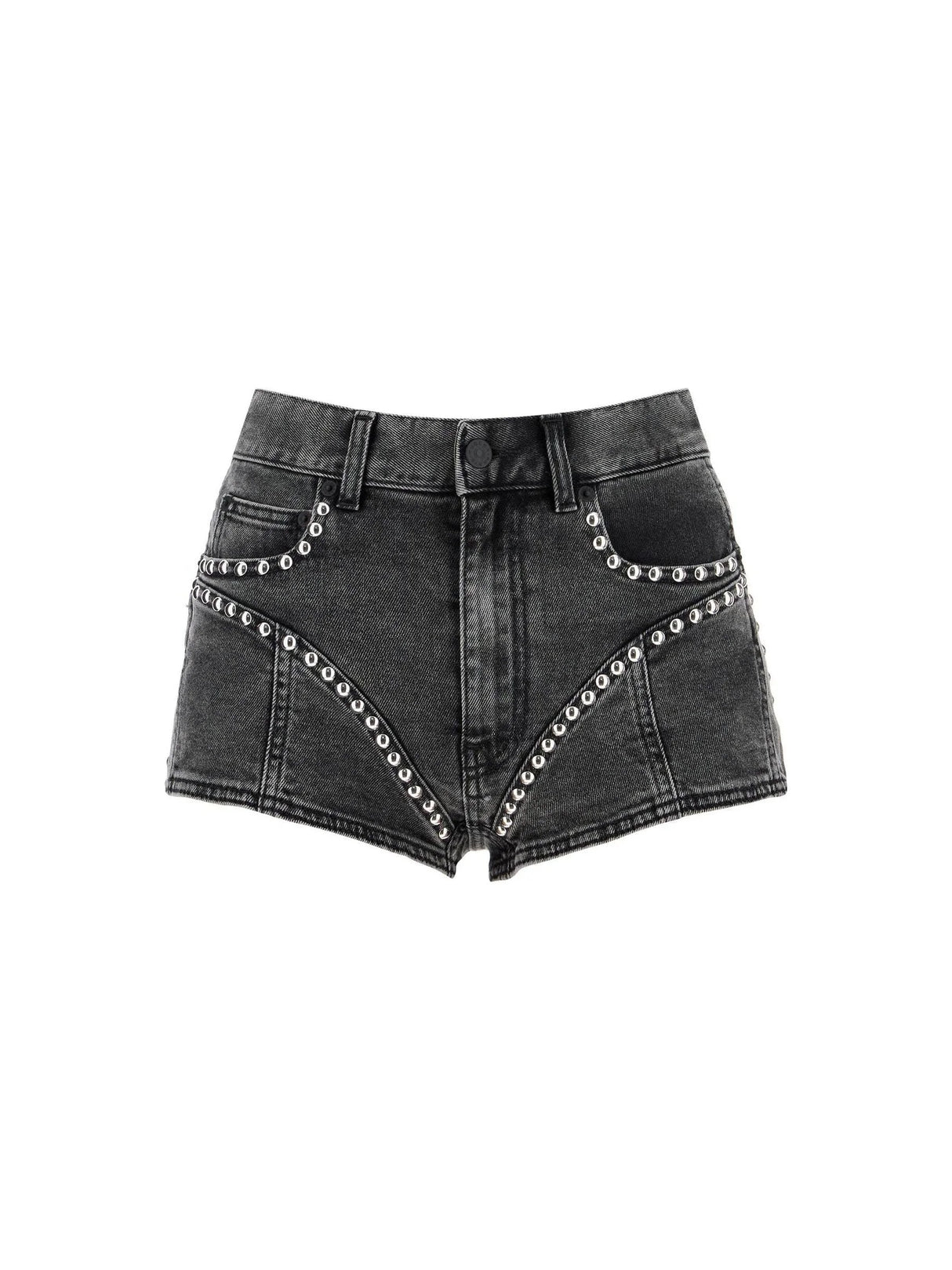 Studded Denim Shorts-Mugler-JOHN JULIA