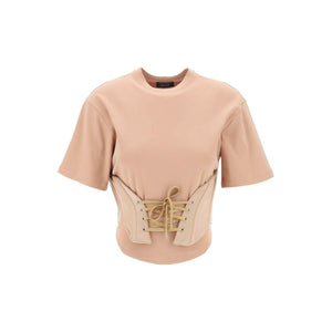 Tan Corseted Cotton T-Shirt MUGLER JOHN JULIA.