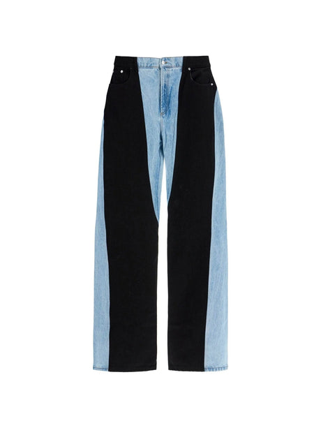 Two-Tone Organic Denim Jeans-Mugler-JOHN JULIA