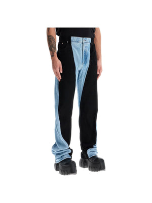 Two-Tone Organic Denim Jeans-Mugler-JOHN JULIA