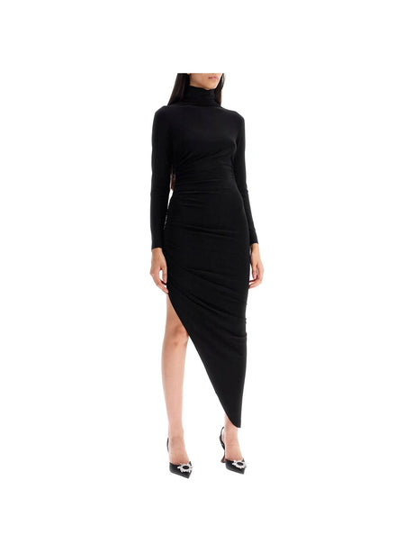 Asymmetric High-Neck Jersey Dress-Norma Kamali-JOHN JULIA