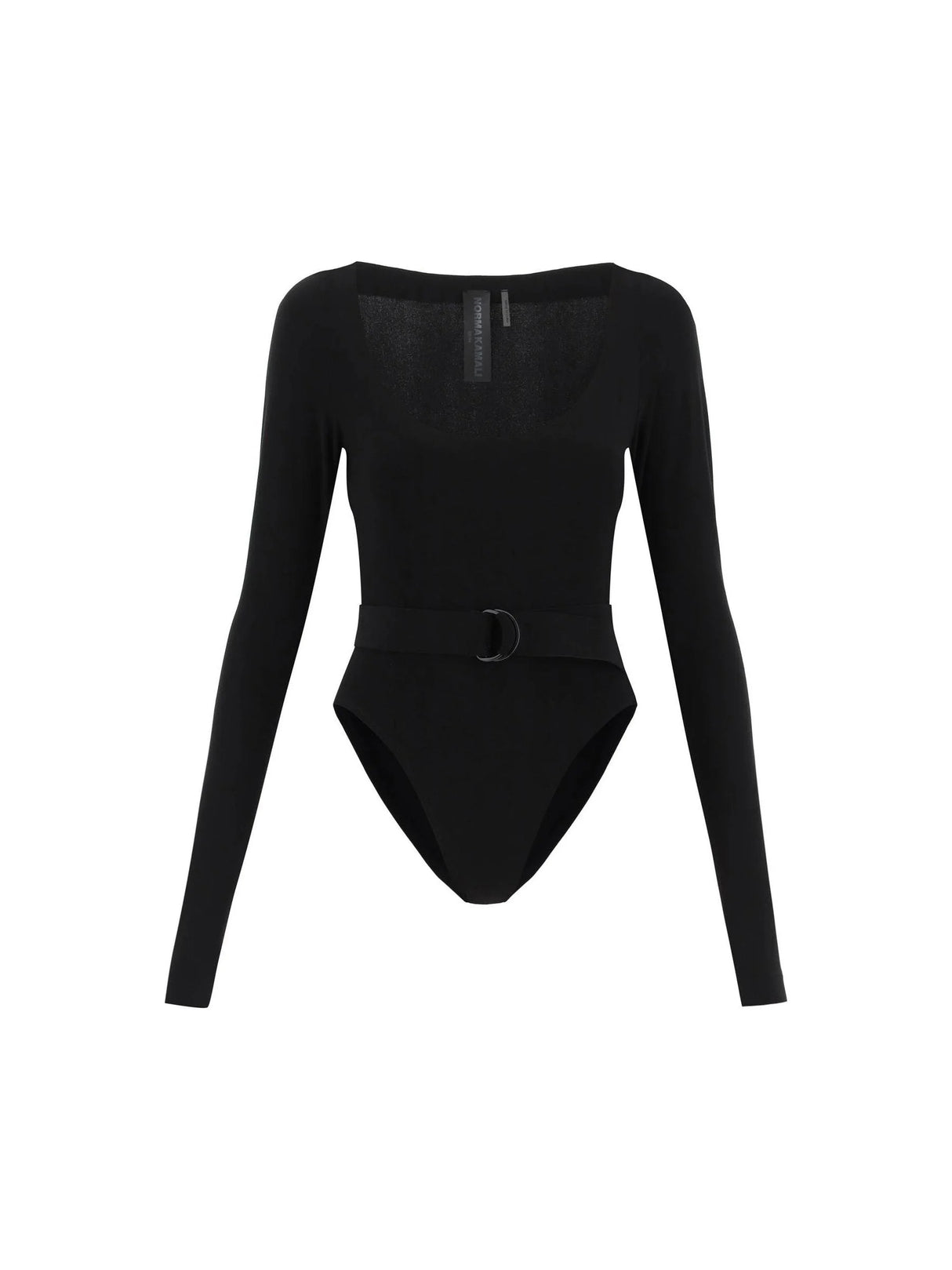 Poly Lycra Long-Sleeved Belted Bodysuit - Women > Clothing > Tops and Sweatshirts > Tops