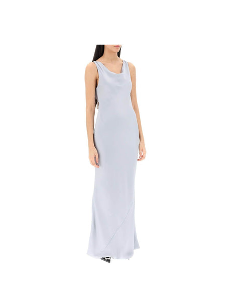 Satin Drape Neck Gown