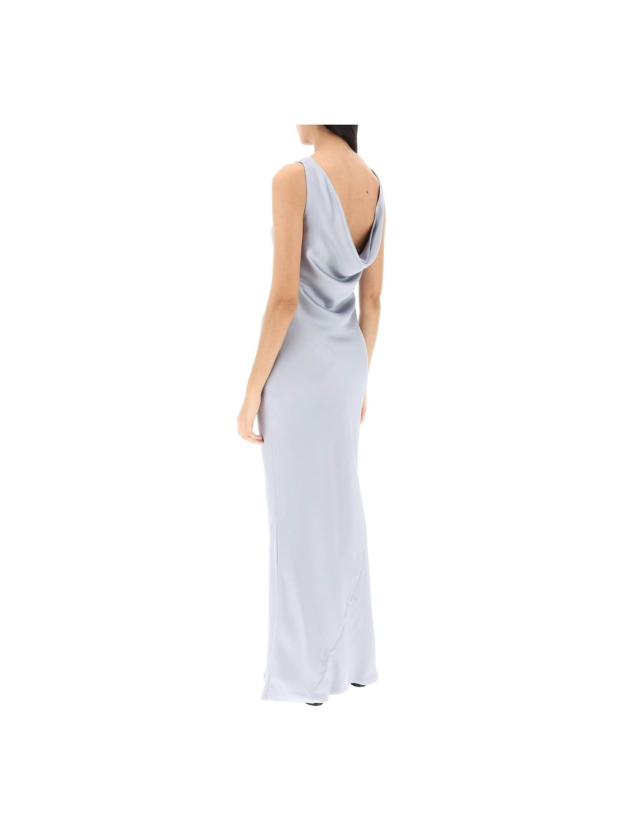 Satin Drape Neck Gown