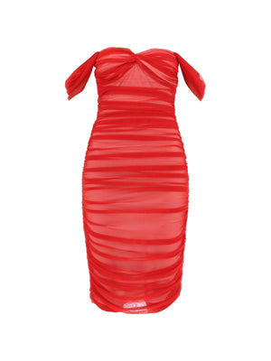 Techno Mesh Draped Dress - Women > Clothing > Dresses > Midi