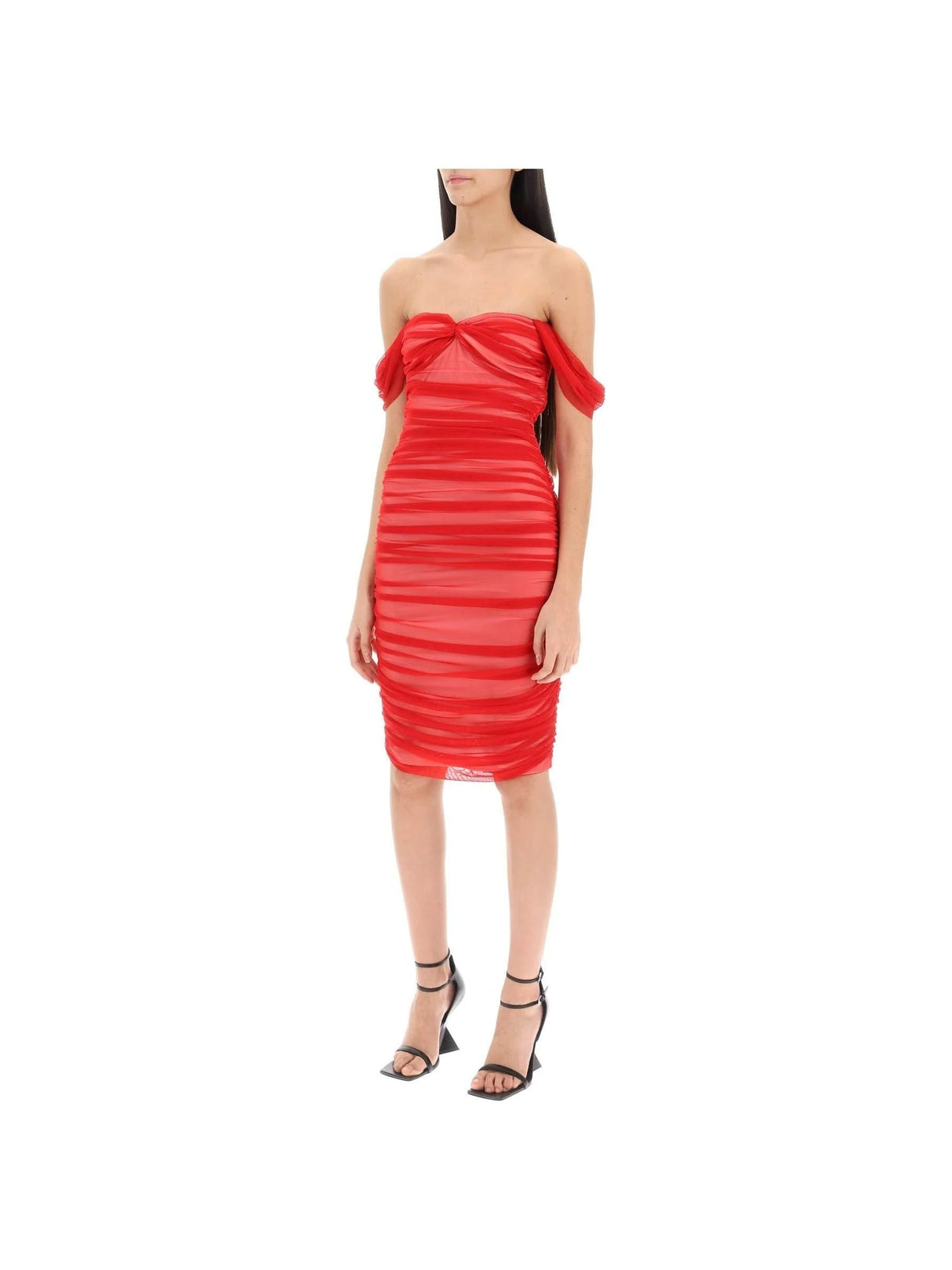 Techno Mesh Draped Dress - Women > Clothing > Dresses > Midi