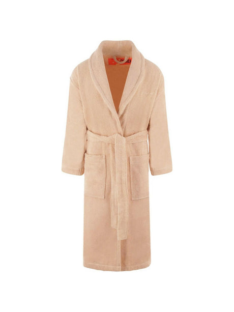 Arrow Pattern Cotton Bathrobe-Off-White-JOHN JULIA