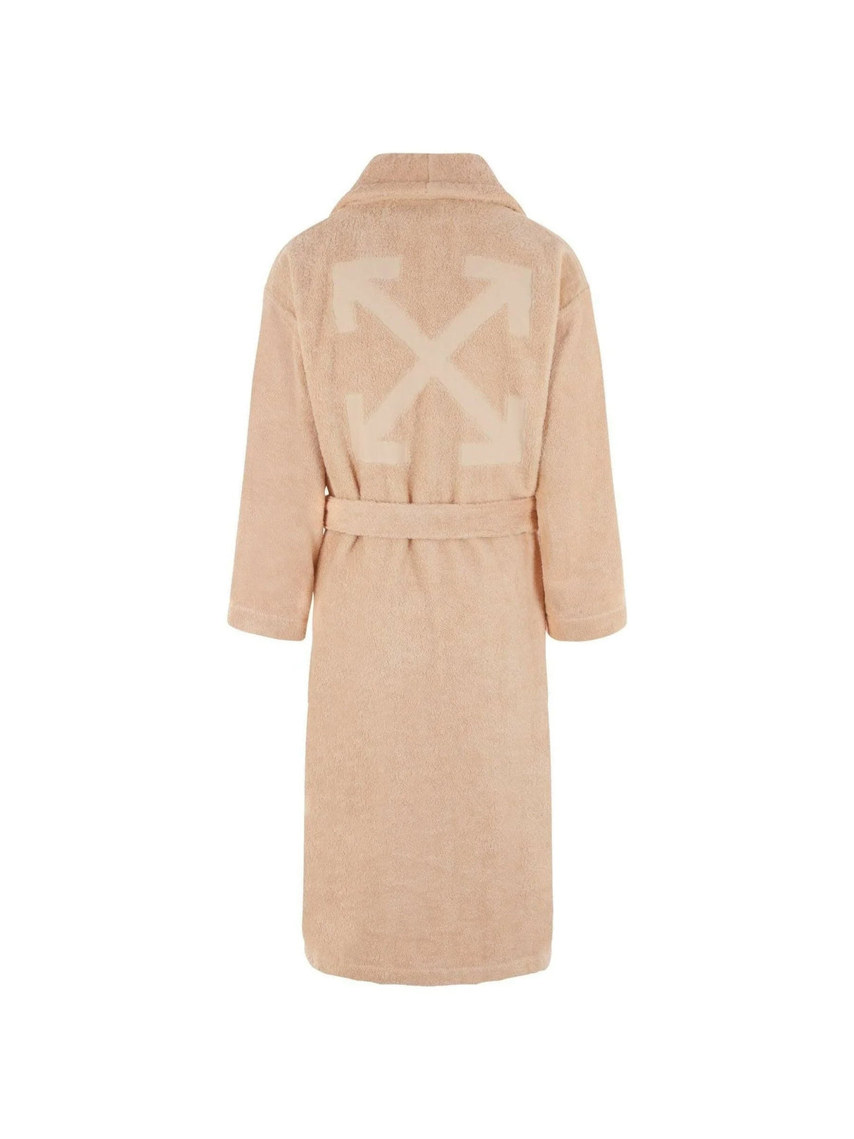 Arrow Pattern Cotton Bathrobe-Off-White-JOHN JULIA