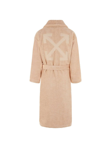 Arrow Pattern Cotton Bathrobe-Off-White-JOHN JULIA