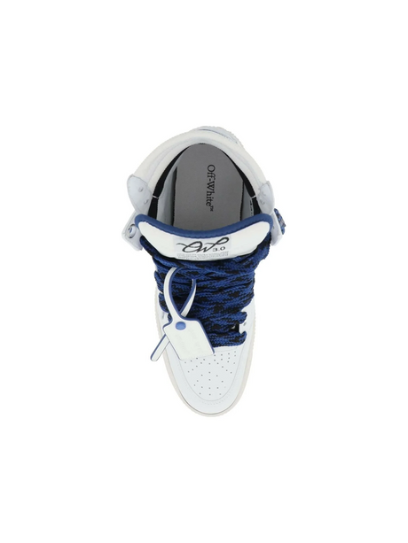 White and Navy '3.0 Off Court' Leather High-Top Sneakers OFF-WHITE JOHN JULIA.