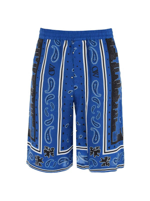 Blue Bandana Paisley Viscose Shorts OFF-WHITE JOHN JULIA.