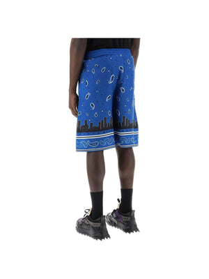 Blue Bandana Paisley Viscose Shorts OFF-WHITE JOHN JULIA.