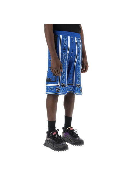 Blue Bandana Paisley Viscose Shorts OFF-WHITE JOHN JULIA.