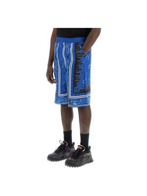 Blue Bandana Paisley Viscose Shorts OFF-WHITE JOHN JULIA.