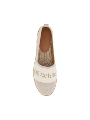 Bookish Logo Linen Espadrilles OFF-WHITE JOHN JULIA.