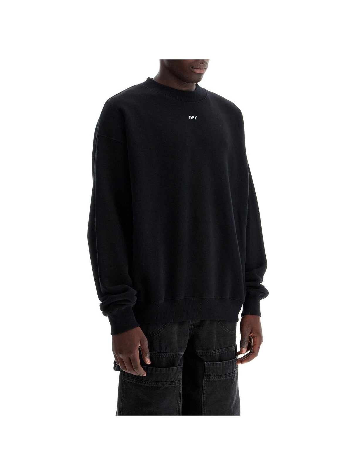 OFF-WHITE-Brushed Cotton Sweatshirt OFF Print-JOHN JULIA