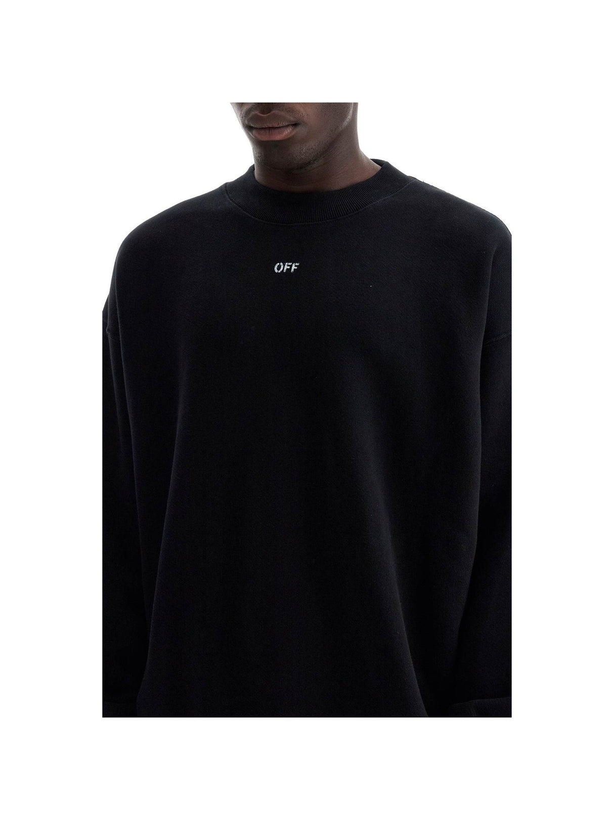 OFF-WHITE-Brushed Cotton Sweatshirt OFF Print-JOHN JULIA